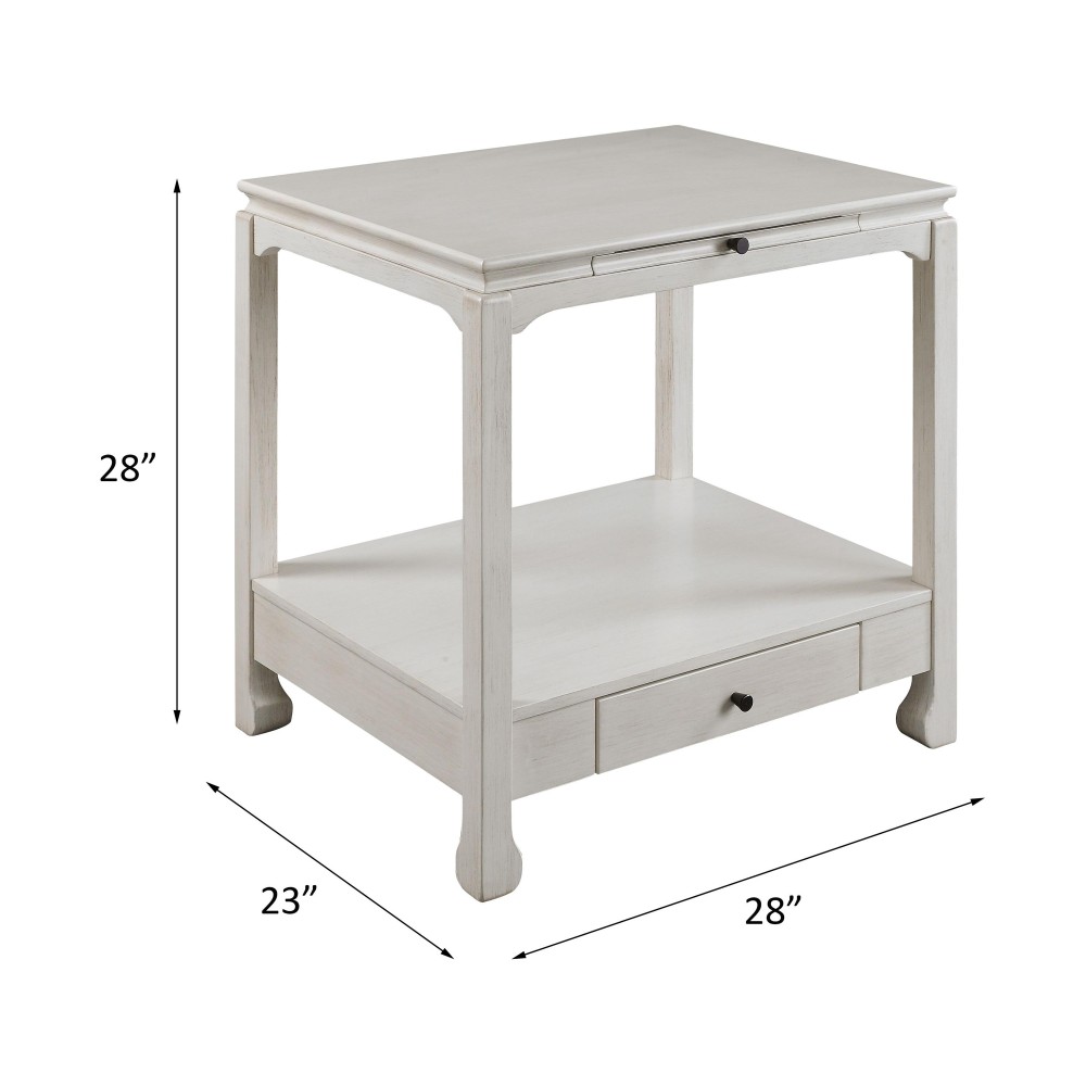 Acme Seatlas Accent Table, Antique White Finish 97975(D0102H7Ccj6)