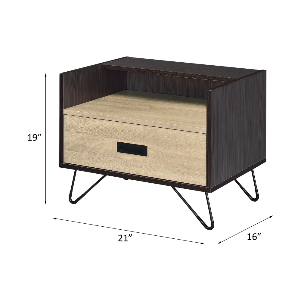 Acme Melkree Accent Table, Oak & Black Finish 97968(D0102H7Cclt)