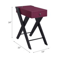 Acme Fierce Side Table (Usb Charging Dock), Burgundy & Black 97737(D0102H7Ccr6)