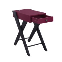 Acme Fierce Side Table (Usb Charging Dock), Burgundy & Black 97737(D0102H7Ccr6)