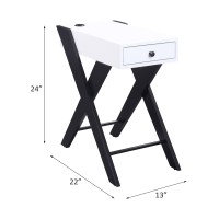 Acme Fierce Side Table (Usb Charging Dock), White & Black 97738(D0102H7Ccvp)