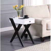 Acme Fierce Side Table (Usb Charging Dock), White & Black 97738(D0102H7Ccvp)