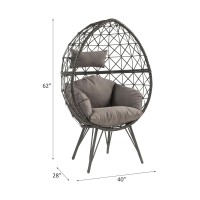 Acme Aeven Wicker Teardrop Patio Lounge Chair In Light Gray And Black