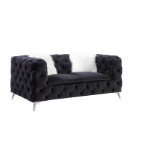 Acme Phifina Loveseat W2 Pillows, Black Velvet 55921(D0102H7Cg32)