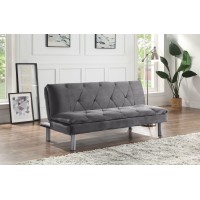 Acme Cilliers Adjustable Sofa, Gray Velvet & Chrome Finish 57195(D0102H7Cg4X)