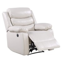 Acme Eilbra Faux Leather Power Recliner With Pillow Top Armrest In Beige