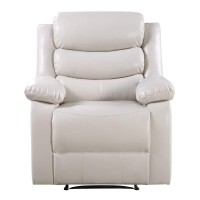 Acme Eilbra Faux Leather Power Recliner With Pillow Top Armrest In Beige