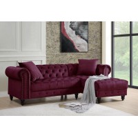 Acme Adnelis Sectional Sofa W2 Pillows, Red Velvet 57315(D0102H7Cg82)