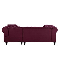 Acme Adnelis Sectional Sofa W2 Pillows, Red Velvet 57315(D0102H7Cg82)