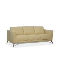 Acme Malaga Leather Sofa In Cream Beige