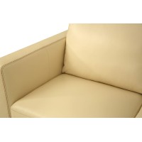 Acme Malaga Leather Sofa In Cream Beige