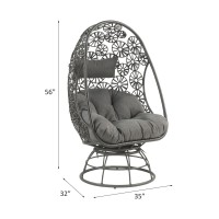 Acme Hikre Patio Lounge Chair & Side Table, Clear Glass, Charcaol Fabric & Black Wicker 45113(D0102H7Cg98)