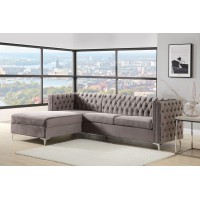 Acme Sullivan Sectional Sofa, Gray Velvet 55495(D0102H7Cgd8)