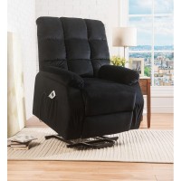 Acme Ipompea Velvet Tufted Recliner In Black