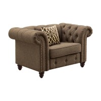 Acme Aurelia Chair W1 Pillow, Brown Linen 52427(D0102H7Cgv8)