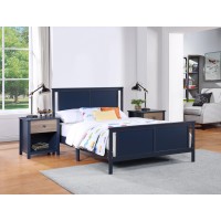 Connelly Full Bed Midnight Bluevintage Walnut(D0102H7Ci9J)