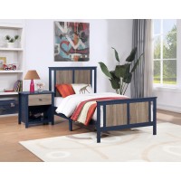 Connelly Twin Bed Midnight Bluevintage Walnut(D0102H7Ciy2)