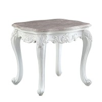 Acme Ciddrenar End Table, Marble Top & White Finish 84312(D0102H7Cj0P)