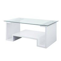 Acme Nevaeh Coffee Table, Clear Glass & White High Gloss Finish 82360(D0102H7Cj16)