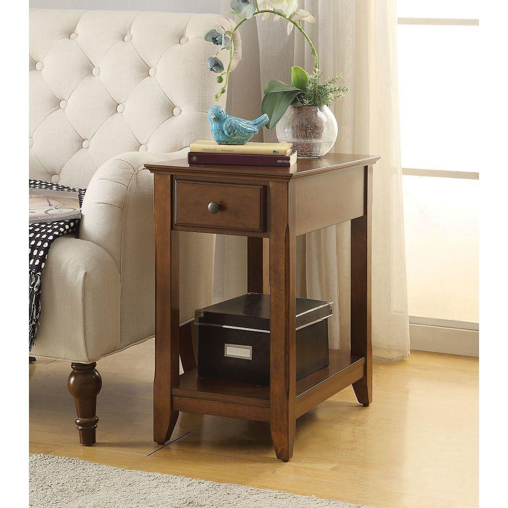 Acme Bertie Side Table In Walnut 82836(D0102H7Cj4X)