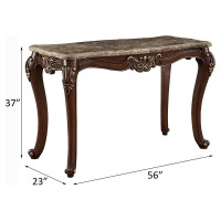 Acme Mehadi Rectangular Wooden Console Table With Queen Anne Legs In Walnut