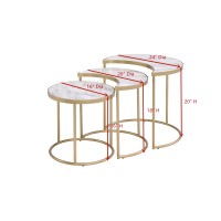 Acme Anpay 3Pc Pack Nesting Tables, Faux Marble & Gold 85390(D0102H7Cj86)