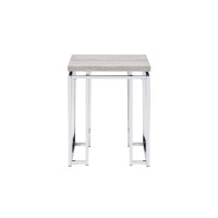 Acme Chafik End Table, Natural Oak & Chrome 85372(D0102H7Cj8T)