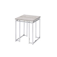 Acme Chafik End Table, Natural Oak & Chrome 85372(D0102H7Cj8T)