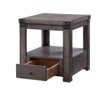 Acme Melville Square Wood Top 1-Drawer End Table In Ash Gray