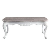 Acme Ciddrenar Coffee Table, Marble Top & White Finish 84310(D0102H7Cjej)