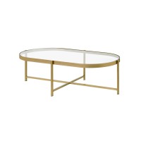 Acme Charrot Coffee Table, Clear Glass & Gold Finish 82305(D0102H7Cjq8)