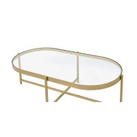 Acme Charrot Coffee Table, Clear Glass & Gold Finish 82305(D0102H7Cjq8)