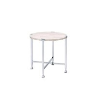 Acme Brecon End Table, White Oak &Chrome 83212(D0102H7Cjst)