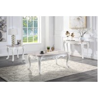 Acme Ciddrenar Sofa Table, Marble Top & White Finish 84313(D0102H7Cjsx)
