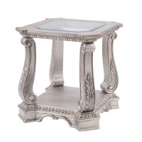 Acme Northville End Table In Antique Silver & Clear Glass 86932(D0102H7Cjv8)