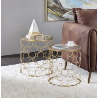 Acme Flowie Nesting Table, Clear Glass & Gold Finish 82342(D0102H7Cjwj)