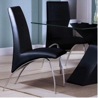 Acme Pervis Side Chair (Set-2) In Black Pu & Chrome 71112(D0102H7Cl76)
