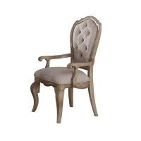 Acme Furniture Dining Chair, Beige Fabric & Antique Taupe