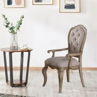 Acme Furniture Dining Chair, Beige Fabric & Antique Taupe