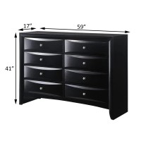 Acme Ireland Rectangular Wood 8-Drawer Storage Dresser In Black