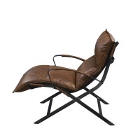 Acme Zulgaz Accent Chair In Cocoa Top Grain Leather & Matt Iron Finish 59951(D0102H7Cq0T)