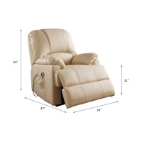 Acme Ixora Faux Leather Upholstered Recliner With Power Lift In Beige