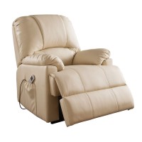 Acme Ixora Faux Leather Upholstered Recliner With Power Lift In Beige