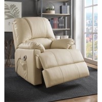 Acme Ixora Faux Leather Upholstered Recliner With Power Lift In Beige