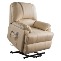 Acme Ixora Faux Leather Upholstered Recliner With Power Lift In Beige