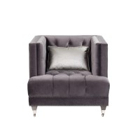 Acme Hegio Chair W1 Pillow, Gray Velvet 55267(D0102H7Cq92)