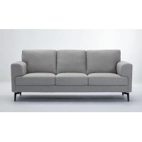 Acme Kyrene Linen Fabric Upholstery Sofa With Loose Back In Light Gray