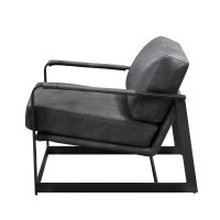 Acme Locnos Accent Chair In Gray Top Grain Leather & Black Finish 59944(D0102H7Cqbt)