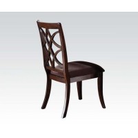 Acme Keenan Side Chair (Set-2) In Brown Microfiber & Dark Walnut 60257(D0102H7Cqdt)