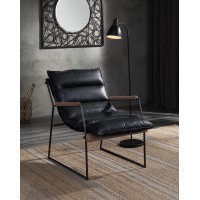 Acme Luberzo Accent Chair In Distress Espresso Top Grain Leather & Matt Iron Finish 59946(D0102H7Cqmp)